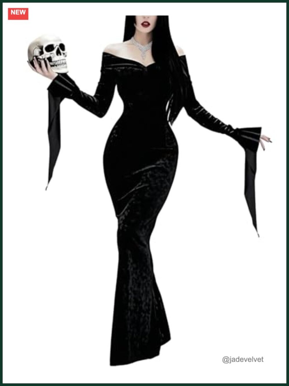 Velvet Gothic Maxi Dress Long Sleeve Off Shoulder Halloween Cosplay Costume